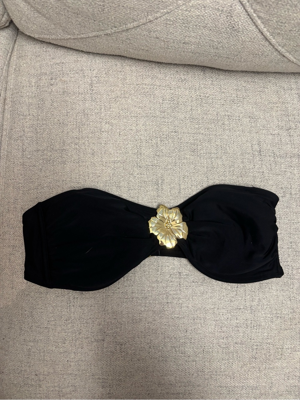 Target Black Bandeau Bikini Top with Gold Floral Accent
